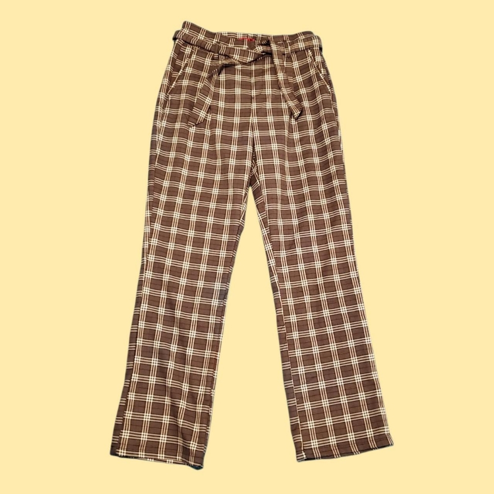HOT KISS Plaid paperbag trousers